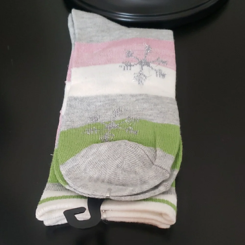 White, Pink & Gold Trim Breast Cancer Pink Ribbon Hand Towel Set & Socks - NWT